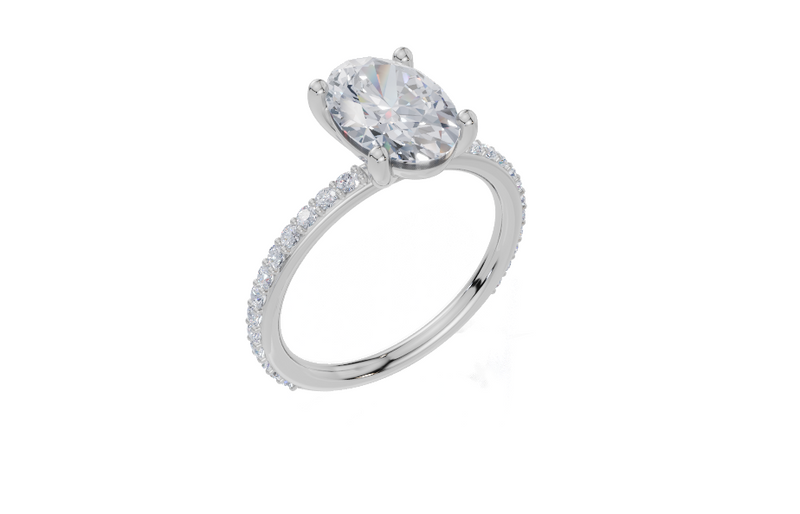 18ct White Gold Oval Cut 2.33 Carat tw of Lab-Grown Diamond Ring