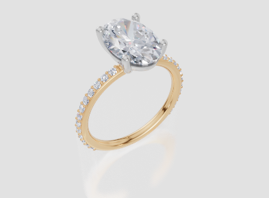 18ct Yellow Gold Oval Cut 3.33 Carat tw of Diamond Ring