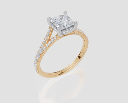 18ct Yellow Gold Princess Cut 1.39 Carat tw of Lab-Grown Diamond Ring