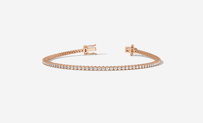 9ct Rose Gold Round Cut 1.10 Carat tw of Lab Grown Diamonds Tennis Bracelet