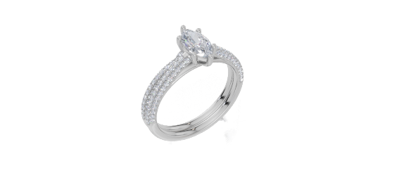 18ct White Gold Marquise Cut 0.82 Carat tw of Diamond Ring and 18ct White Gold 0.33 Carat tw of Diamond Band
