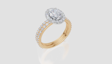 18ct Yellow Gold Oval Cut 1.56 Carat tw of Diamond Ring and 18ct Yellow Gold 0.38 Carat tw of Diamond Band