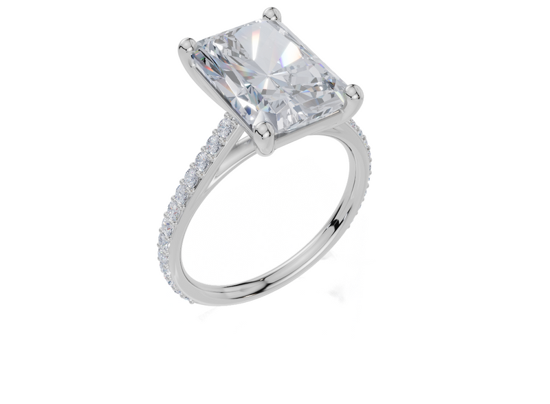 18ct White Gold Radiant Cut 4.33 Carat tw of Lab-Grown Diamond Ring