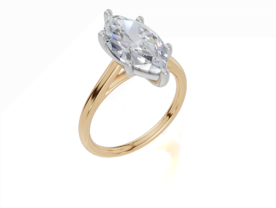 18ct Yellow Gold Marquise Cut 3.00 Carat of Lab-Grown Diamond Ring