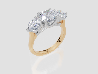 18ct Yellow Gold Round Cut 3.00 Carat tw of Lab-Grown Diamond Ring