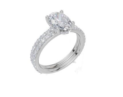 18ct White Gold Oval Cut 1.91 Carat tw of Diamond Ring and 18ct White Gold 0.38 Carat tw of Diamond Band