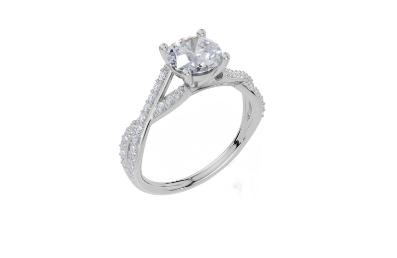 18ct White Gold Round Cut 1.30 Carat tw of Lab-Grown Diamond Ring