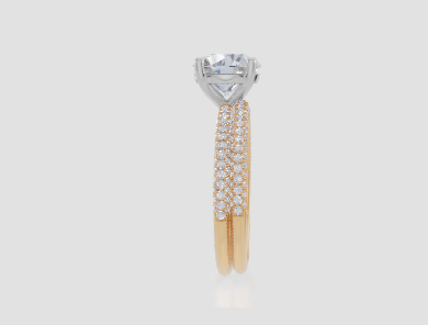 18ct Yellow Gold Round Cut 2.32 Carat tw of Lab-Grown Diamond Ring and 18ct Yellow Gold 0.35 Carat tw of Lab-Grown Diamond Band