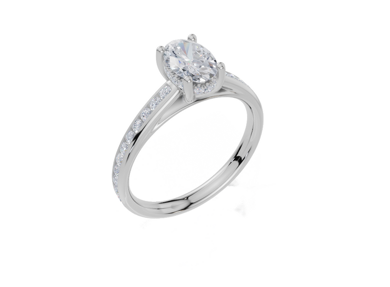 18ct White Gold Oval Cut 1.13 Carat tw of Lab-Grown Diamond Ring