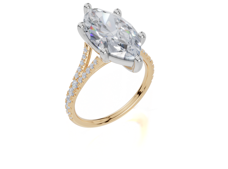 18ct Yellow Gold Marquise Cut 4.33 Carat tw of Lab-Grown Diamond Ring