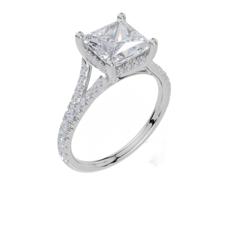 18ct White Gold Princess Cut 2.41 Carat tw of Lab-Grown Diamond Ring