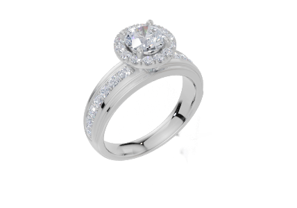 18ct White Gold Round Cut 1.29 Carat tw of Lab-Grown Diamond Ring