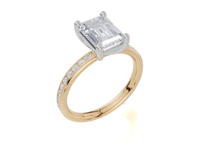 18ct Yellow Gold Emerald Cut 2.33 Carat tw of Lab-Grown Diamond Ring