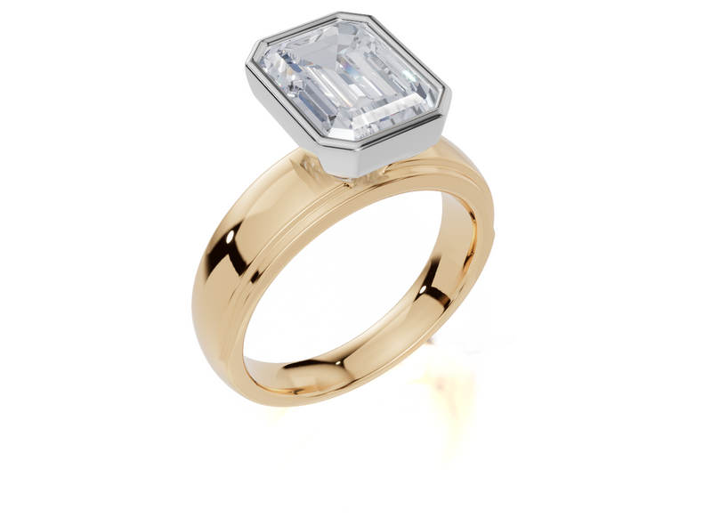 18ct Yellow Gold Emerald Cut 3.00 Carat of Lab-Grown Diamond Ring