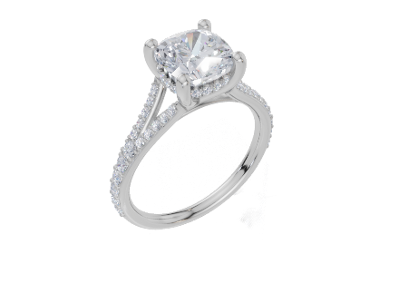 18ct White Gold Cushion Cut 2.41 Carat tw of Lab-Grown Diamond Ring