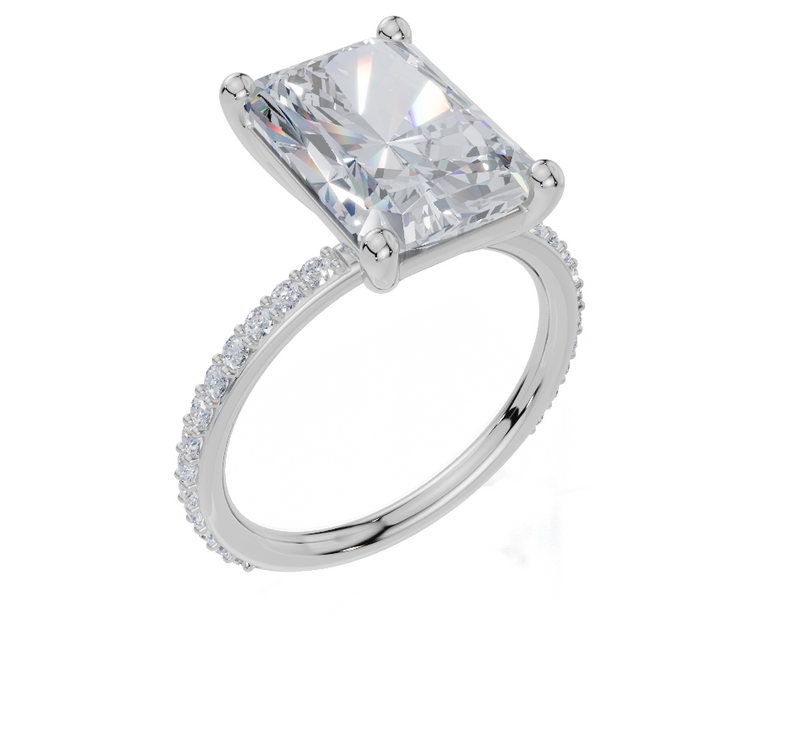 18ct White Gold Radiant Cut 4.33 Carat tw of Lab-Grown Diamond Ring
