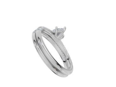 18ct White Gold Pear Cut 1.12 Carat tw of Diamond Ring and 18ct White Gold 0.33 Carat tw of Diamond Band