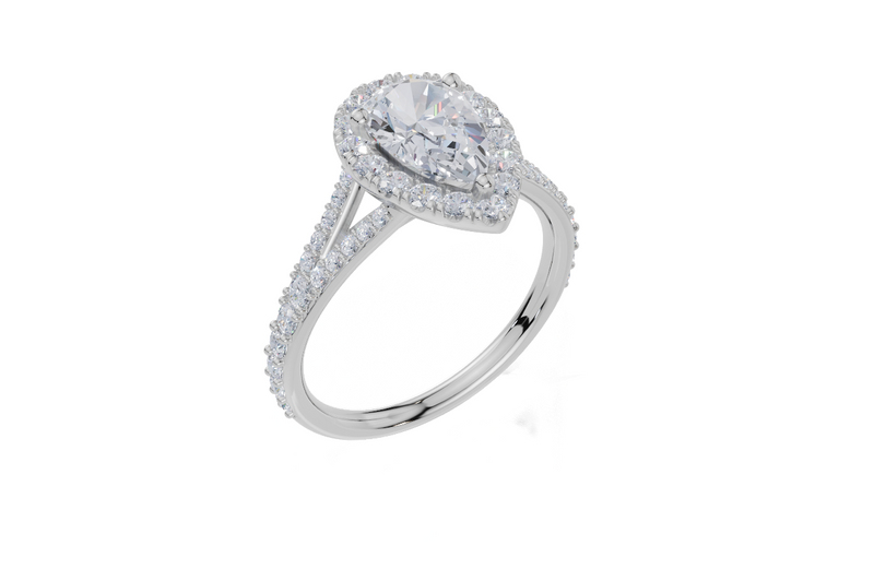 18ct White Gold Pear Cut 1.64 Carat tw of Lab-Grown Diamond Ring