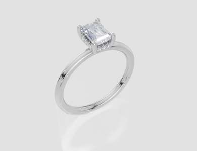 18ct White Gold Emerald Cut 0.80 Carat tw of Diamond Ring