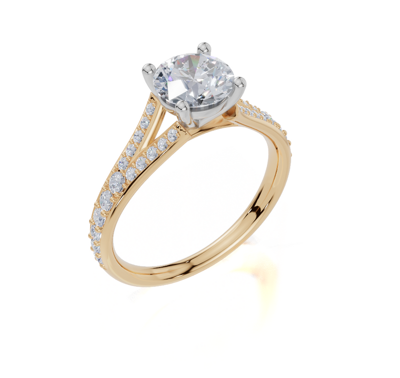 18ct Yellow Gold Round Cut 1.33 Carat tw of Lab-Grown Diamond Ring