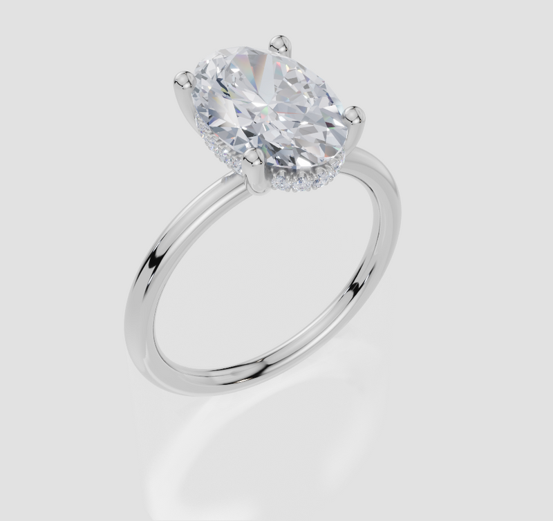 18ct White Gold Oval Cut 3.10 Carat tw of Lab-Grown Diamond Ring