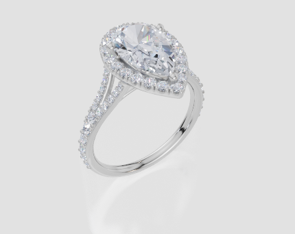 18ct White Gold Pear Cut 2.63 Carat tw of Diamond Ring