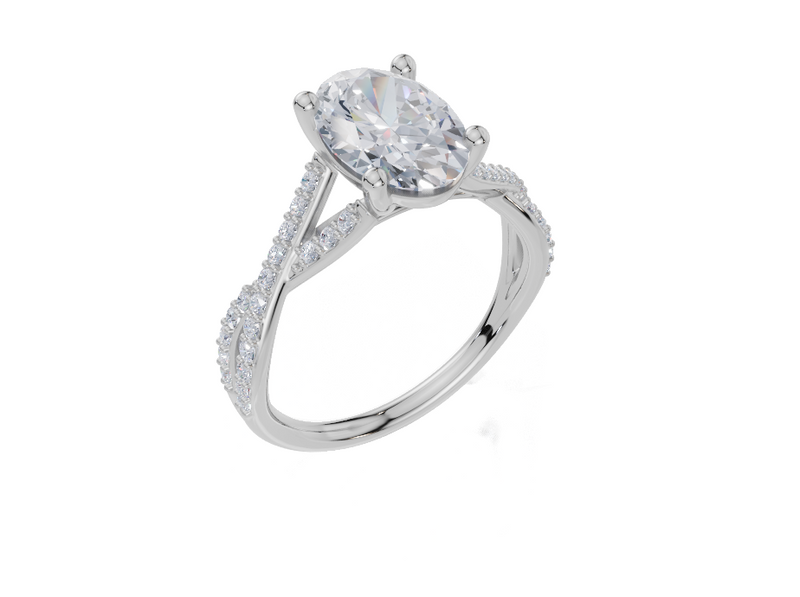 18ct White Gold Oval Cut 2.30 Carat tw of Lab-Grown Diamond Ring