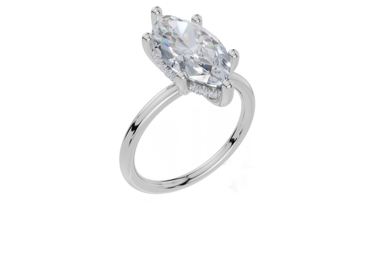 18ct White Gold Marquise Cut 3.11 Carat tw of Lab-Grown Diamond Ring