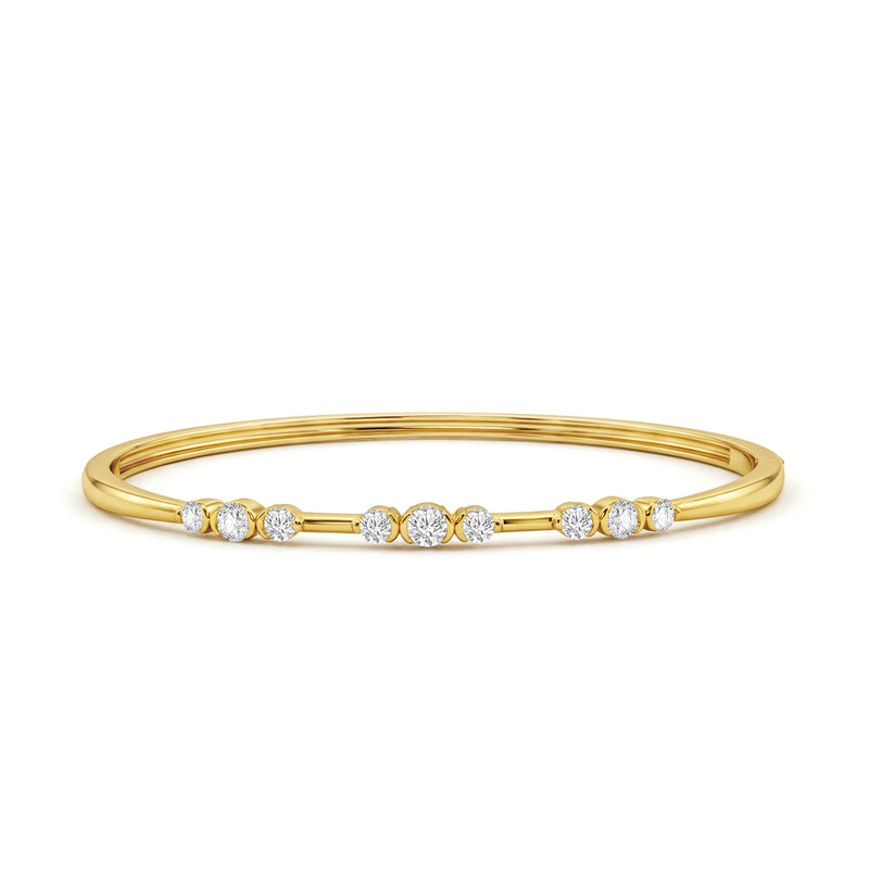 9ct Yellow Gold Round Cut 1.00ctw Diamond Bangle