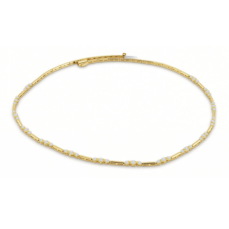 9ct Yellow Gold Round Cut 3.00ctw Diamond Necklace