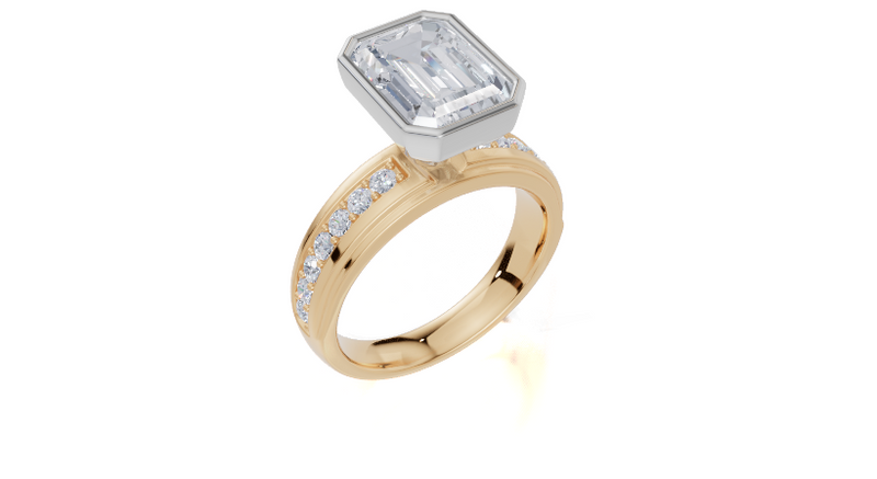 18ct Yellow Gold Emerald Cut 3.36 Carat tw of Lab-Grown Diamond Ring
