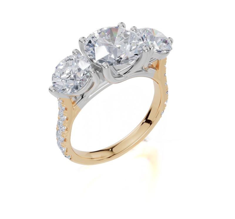 18ct Yellow Gold Round Cut 3.94 Carat tw of Lab-Grown Diamond Ring