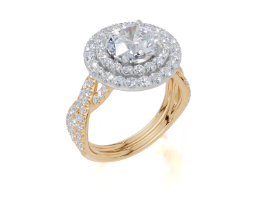 18ct Yellow Gold Round Cut 2.31 Carat tw of Diamond Ring and 18ct Yellow Gold 0.30 Carat tw of Diamond Band