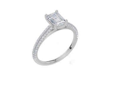 18ct White Gold Emerald Cut 1.32 Carat tw of Lab-Grown Diamond Ring