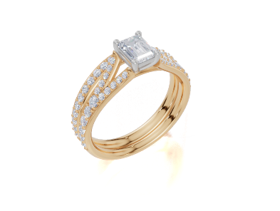 18ct Yellow Gold Emerald Cut 0.83 Carat tw of Diamond Ring and 18ct Yellow Gold 0.30 Carat tw of Diamond Band