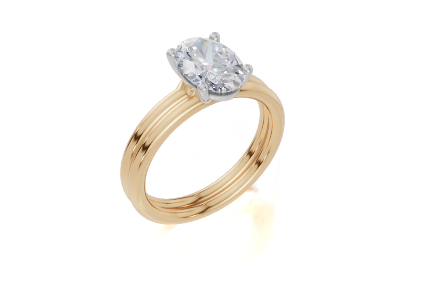 18ct Yellow Gold Oval Cut 1.50 Carat of Lab-Grown Diamond Ring and 18ct Yellow Gold Lab-Grown Band