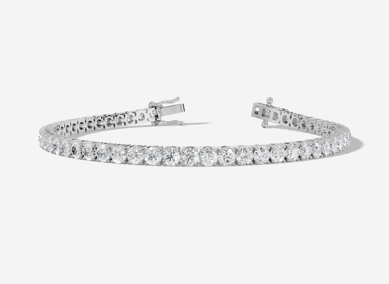 9CT White Gold Round Cut 7.05 Carat tw of Lab Grown Diamonds Tennis Bracelet