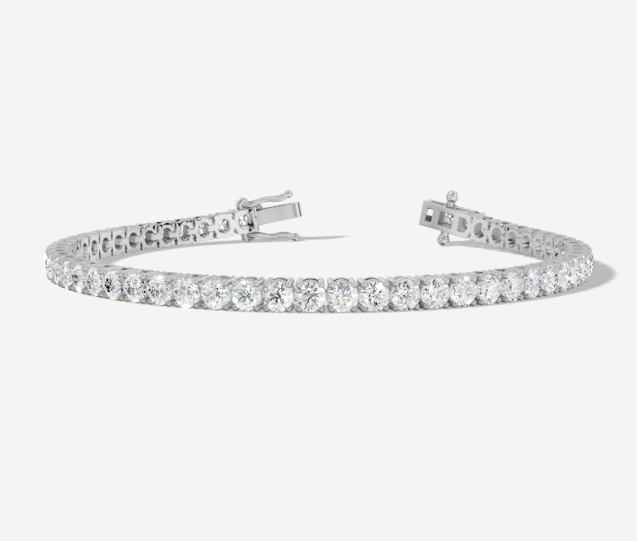 9CT White Gold Round Cut 7.05 Carat tw of Diamonds Tennis Bracelet