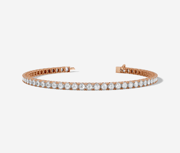 9CT Rose Gold Round Cut 2.15 Carat tw of Diamonds Tennis Bracelet
