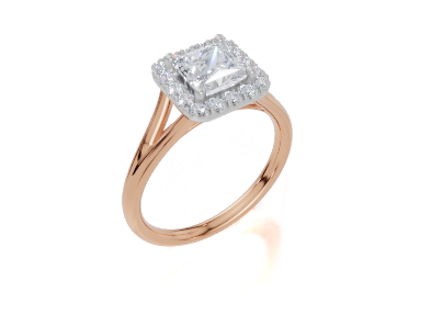18ct Rose Gold Princess Cut 1.24 Carat tw of Diamond Ring