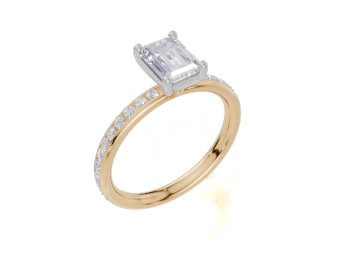 18ct Yellow Gold Emerald Cut 1.32 Carat tw of Diamond Ring