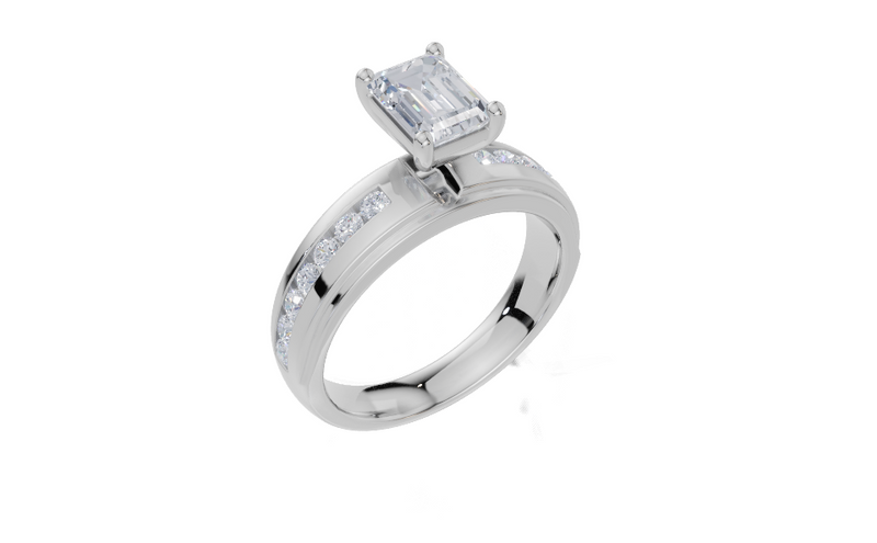 18ct White Gold Emerald Cut 1.36 Carat tw of Diamond Ring