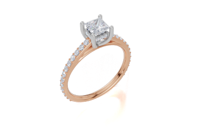 18ct Rose Gold Princess Cut 0.87 Carat tw of Diamond Ring
