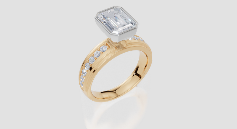 18ct Yellow Gold Emerald Cut 2.36 Carat tw of Lab-Grown Diamond Ring