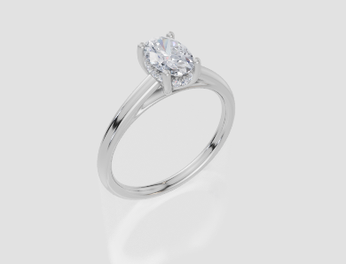 18ct White Gold Oval Cut 0.80 Carat tw of Lab-Grown Diamond Ring