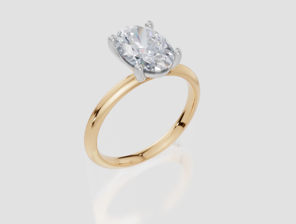 18ct Yellow Gold Oval Cut 2.00 Carat of Lab-Grown Diamond Ring