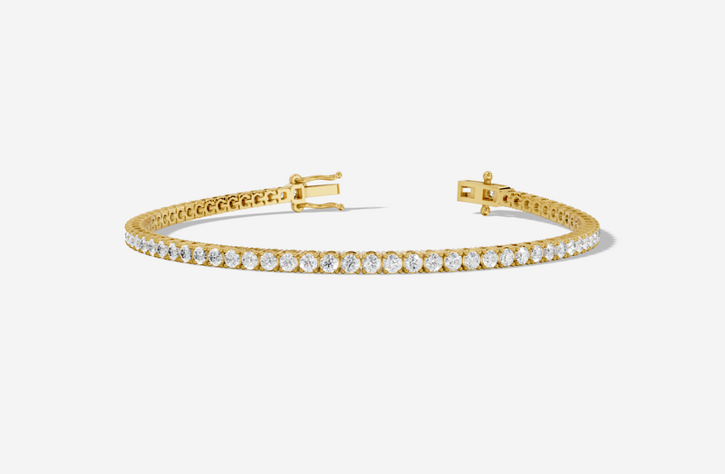 18ct Yellow Gold Round Cut 3.55 Carat tw of Diamonds Tennis Bracelet