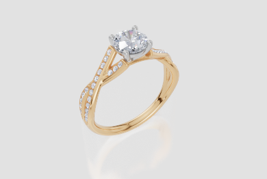 18ct Yellow Gold Round Cut 0.99 Carat tw of Diamond Ring