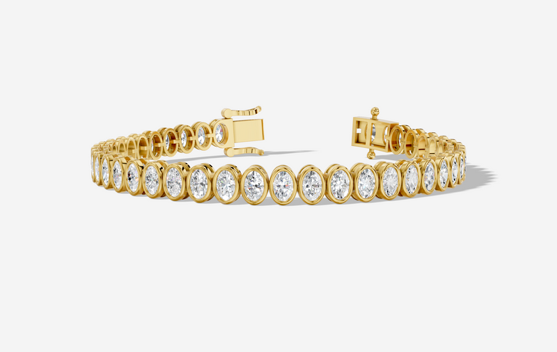 18CT Yellow Gold Oval Cut 7.60 Carat tw of Diamonds Tennis Bracelet