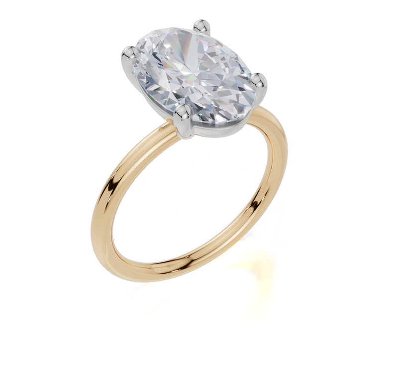 18ct Yellow Gold Oval Cut 4.00 Carat of Lab-Grown Diamond Ring